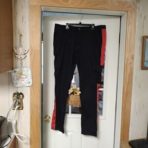 New Decibel Cargo Black Red Pants Size Men's 42/34